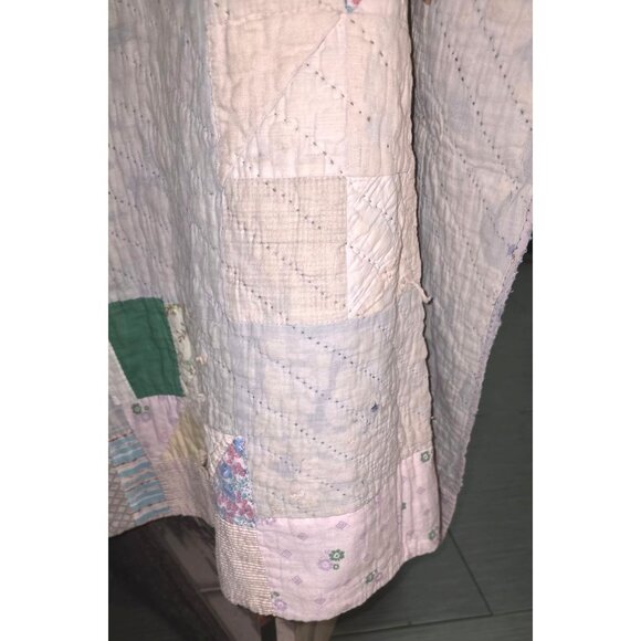 Antique Quilt Handmade Patchwork 70"x66" Multicolor Geometric Design Cotton READ - Picture 10 of 16